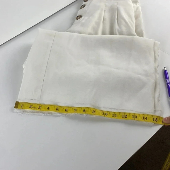 White contemporary high waist button fly wide pull on leg pants sz Extra large - Picture 7 of 17